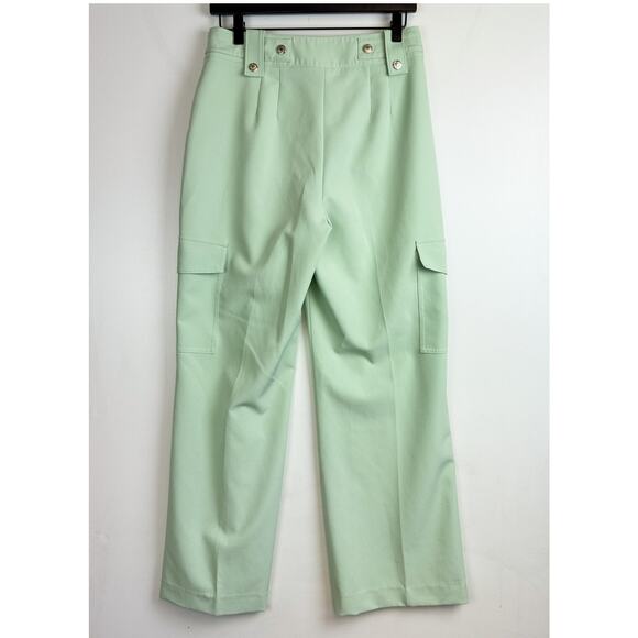 WHBM White House Black Market Light Green Wide Leg Cargo Pants HR 30” - 6 - Picture 4 of 10